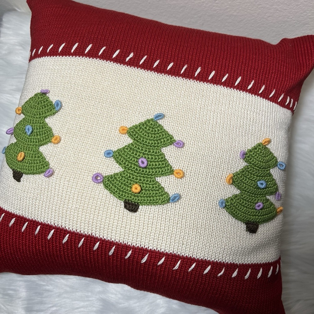 Melange Sweater Knit Throw Pillow Home Decor Christmas Crochet‎ 14 Inch Square